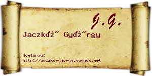 Jaczkó György névjegykártya